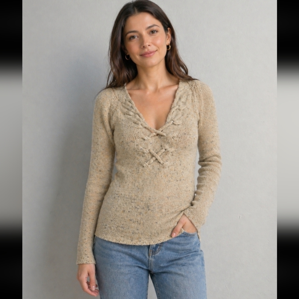 Coincidence & chance textured lattice v neck XS